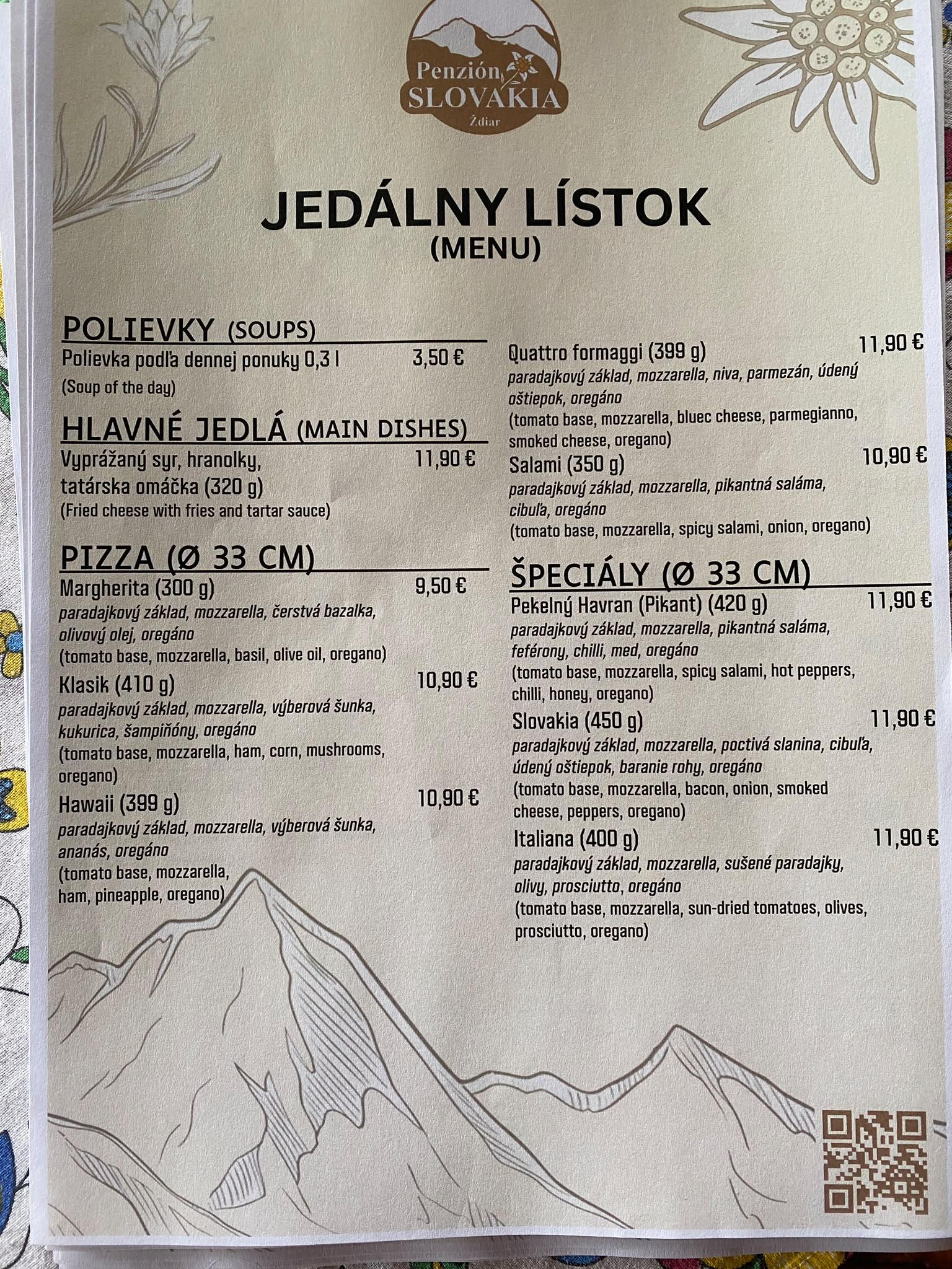 Jedálny lístok 1